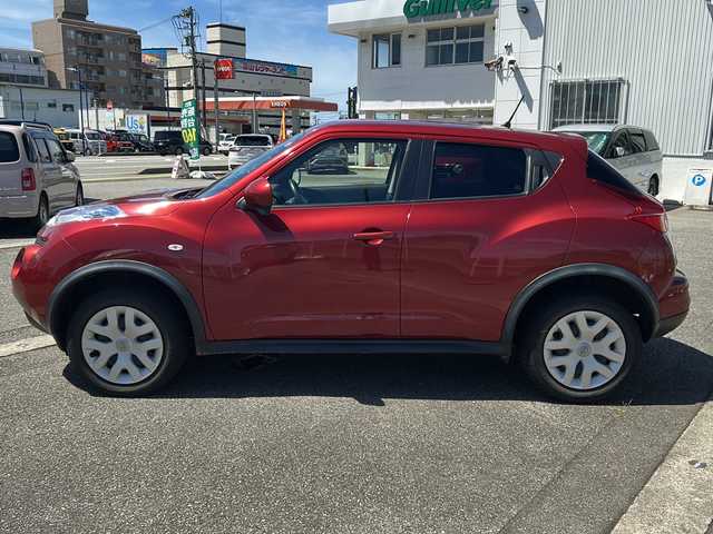 日産 ジューク 15RX 富山県 2010(平22)年 10万km ラディアントレッド ワンオーナー/スマートキー/純正メモリーナビ(HS310DW)/DVD/BT/フルセグTV/プッシュスタート/電動格納ミラー/ETC/純正フロアマット/保証書/スペアキー