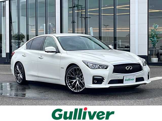 日産 スカイライン ハイブリッド 350GT FOUR TypeSP 新潟県 2014(平26)年 3.9万km クリスタルホワイトパール 4WD/純正ナビ/アラウンドビューモニター/レーダークルーズコントロール/パドルシフト/黒革シート/前席シートヒーター/前席パワーシート/SRS車高調/IMUPUL製アルミホイール/ETC/パドルシフト/LEDヘッドライト/保証書/取扱説明書