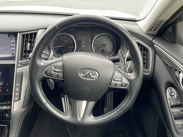 日産 スカイライン ハイブリッド 350GT FOUR TypeSP 新潟県 2014(平26)年 3.9万km クリスタルホワイトパール 4WD/純正ナビ/アラウンドビューモニター/レーダークルーズコントロール/パドルシフト/黒革シート/前席シートヒーター/前席パワーシート/SRS車高調/IMUPUL製アルミホイール/ETC/パドルシフト/LEDヘッドライト/保証書/取扱説明書