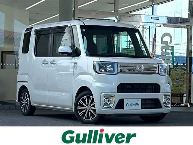 ダイハツ ウェイク G ターボ SA Ⅱ 福島県 2017(平29)年 1.5万km パールホワイトⅢ ４WD/両側パワースライドドア/シートヒーター/スマートアシスト２/衝突被害軽減ブレーキ/ターボ/横滑り防止装置/アイドリングストップ/純正１４インチアルミホイール/LEDヘッドライト/オートライト/オートエアコン/フォグランプ/ETC/CDオーディオ（AM FM AUX）/ベンチシート/ロールサンシェード/スマートキー/ドアバイザー