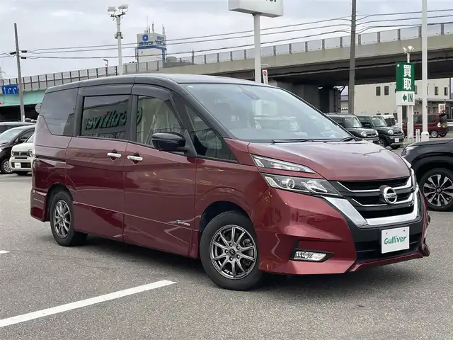 日産 セレナ ハイウェイスター G 石川県 2017(平29)年 9万km マルーンレッド 2トーン 純正9型ナビ/フルセグTV/アラウンドビューモニター/フリップダウンモニター/LEDヘッドライト/ETC/ドライブレコーダー/デジタルミラー/両側パワースライドドア/社外アルミホイール/インテリキー/プッシュスタート/電動ミラー/エマージェンシーブレーキ/プロパイロット