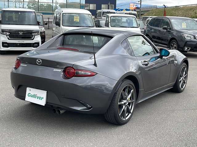 マツダ ロードスター ＲＦ VS 青森県 2017(平29)年 1.3万km マシーングレープレミアムM ・本革レザーシート/・純正ナビ/・フルセグ/・CD/DVD/AUX/USB/Bluetooth/・バックカメラ/・プッシュスタート/・スマートキー/・スペアキー1本/・純正エンジンスターター/・i-stop/・横滑り防止/・車線逸脱/・電動オープン/・MTモード付AT/・パドルシフト/・シートヒーター/・ETC/・純正フロアマット/・保証書/・取扱説明書