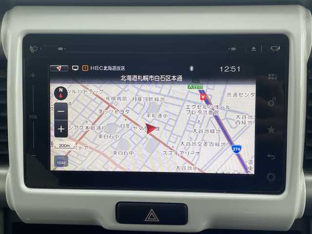 スズキ ハスラー X 道央・札幌 2017(平29)年 9.5万km シフォンアイボリーM ・４WD/・衝突軽減ブレーキ/・純正ナビ/　CD＆BT＆USB＆TV/・全方位カメラ/・バックカメラ/・サイドカメラ/・フロントカメラ/・ダウンヒルアシスト/・アイドリングストップ/・オートエアコン/・オートライト/・ミラーヒーター/・シートヒーター/・電動格納ミラー/・前方ドライブレコーダー/・ETC/・プッシュスタート/・スマートキー/・純正フロアマット/・ドアバイザー/・ウィンカーミラー/・フォグライト/・スペアキー