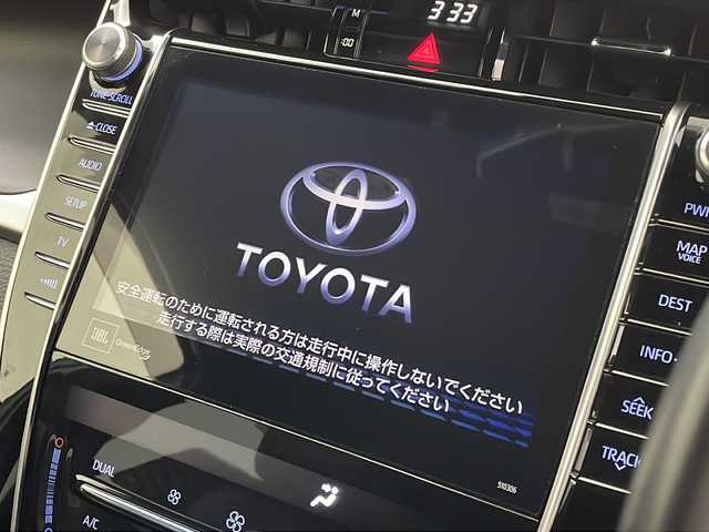 トヨタ ハリアー ハイブリッド プログレス メタル&レザーPスタイルブルーイッシュ 新潟県 2018(平30)年 5.3万km ブラックマイカ 4WD/純正メーカーOPナビ（型式：510306）/・AM/FM/Bluetooth/フルセグ/AUX/USB/バックモニター/全周囲モニター/トヨタセーフティセンス/アダプティブクルーズコントロ―ル/衝突被害軽減システム/レーンキープアシスト/社外ETC/前後ドライブレコーダー/JBLサウンド/レザーシート/前席パワーシート/前席シートヒーター/前席エアシート/純正フロアマット/純正18インチAW夏タイヤ/ABS/横滑り防止機能/前後コーナーセンサー/盗難防止装置/純正LEDヘッドライト/オートライト/オートマチックハイビーム/フォグランプ/リアフォグランプ/革巻ステアリング/ステアリングスイッチ/保証書/取扱説明書