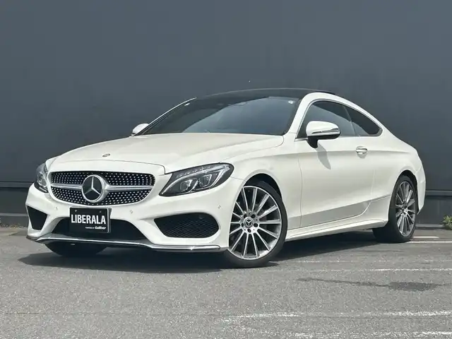 メルセデス・ベンツ Ｃ１８０ クーペ スポーツ 茨城県 2017(平29)年 5万km ダイヤモンドホワイト RSP/・ACC/・LKA/・BSM/キーレス＆ゴー/パノラマSR/HUD/パフュームアトマイザー/黒革シート/純正ナビ/（AM.FM.CD.DVD.BT）/フルセグTV/Bカメラ/ETC/パワーシート/シートヒーター