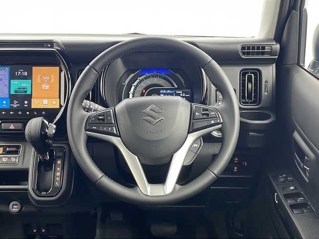 スズキ ハスラー HYBRID X 栃木県 2025(令7)年 0.1千km オフブルーメタリック/ソフトベージュメタリック 届出済未使用車/純正9インチナビ/　(BT/AM/FM/CD/DVD/フルセグ//　AppleCarPlay/AndroidAuto）/アラウンドビュー/スズキセーフティサポート/・衝突軽減システム/・パーキングサポートセンサー/・レーダークルーズコントロール/・車線逸脱防止/・横滑り防止/・標識認識/前席シートヒーター/ステアリングスイッチ/電動格納ミラー/純正アルミホイール/プッシュスタート/スマートキー/保証書/取扱説明書/スペアキー