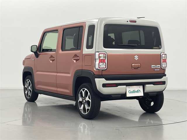 スズキ ハスラー HYBRID X 熊本県 2022(令4)年 0.9万km コーラルオレンジメタリック/ソフトベージュメタリック 社外ナビCN-HE01WD（ＣＤ・ＤＶＤ・フルセグ・ＢＴ・ＵＳＢ）/ＥＴＣ　/前席シートヒーター　/後ろのみコーナーセンサー　/スズキセーフティサポート/・衝突軽減ブレーキ/・デュアルカメラブレーキサポート/・後退時ブレーキサポート/・誤発進制御機能/・車線逸脱抑制機能/・ふらつき警報機能/・ハイビームアシスト/・標識認識機能/・先行車発進お知らせ機能/横滑り防止/アイドリングストップ/社外フロアマット/純正１５インチAW/オートライト/LEDヘッドライト/フォグライト/スマートキー/プッシュスタート/スペアキー1本