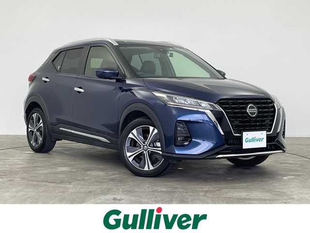 日産 キックス X 群馬県 2022(令4)年 2.9万km ダークブルー プロパイロット　アラウンドビューモニター　純正９インチナビ　ＬＥＤ　ＡＨＢ　ハーフレザーシート　シートヒーター　純正１７インチＡＷ　ステアリングリモコン　ＥＴＣ　ドラレコ　デジタルミラー　禁煙車