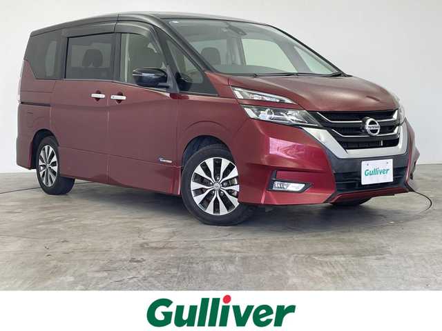 日産 セレナ ハイウェイスター プロパイロットED 群馬県 2016(平28)年 7.4万km マルーンレッド 2トーン 純正９インチナビ　バックカメラ　純正フリップダウンモニター　衝突軽減システム　両側パワースライドドア　　　クルーズコントロール　ビルトインＥＴＣ　ドライブレコーダー　Ｐスタート　スマートキー　禁煙車