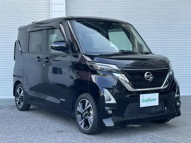 日産 ルークス HWS Gターボ プロパイロットED 高知県 2020(令2)年 4.6万km ブラック 純正ナビ/　Bluetooth/フルセグ/　CD/DVD/AM/FM/ETC2.0/ドライブレコーダー/プロパイロット/プッシュスタート/スマートキー/スペアキー/IC付きターボ/全方位カメラ/LEDヘッドライト/純正15インチアルミホイール/純正フロアマット/衝突被害軽減システム/ベンチシート/本革巻きステアリング/オートライト/盗難防止装置/記録簿/保証書/取扱説明書