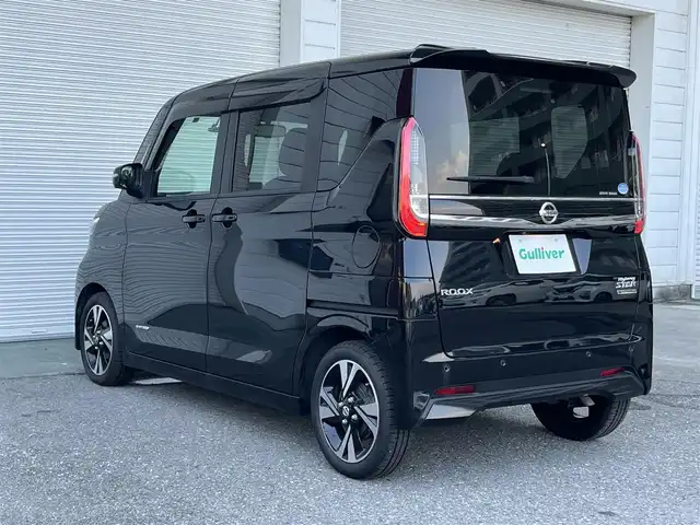 日産 ルークス HWS Gターボ プロパイロットED 高知県 2020(令2)年 4.6万km ブラック 純正ナビ/　Bluetooth/フルセグ/　CD/DVD/AM/FM/ETC2.0/ドライブレコーダー/プロパイロット/プッシュスタート/スマートキー/スペアキー/IC付きターボ/全方位カメラ/LEDヘッドライト/純正15インチアルミホイール/純正フロアマット/衝突被害軽減システム/ベンチシート/本革巻きステアリング/オートライト/盗難防止装置/記録簿/保証書/取扱説明書