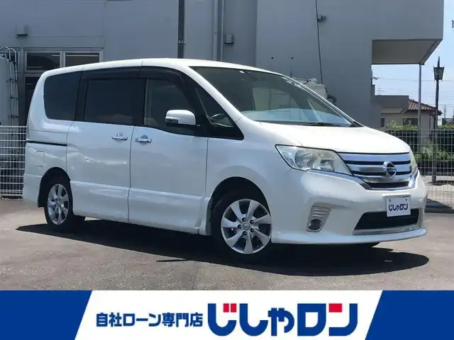日産 セレナ ハイウェイスター Vセレクション 栃木県 2012(平24)年 8.7万km ブリリアントホワイトパール 株)IDOMが運営する【じしゃロン小山店】の自社ローン専用車両になります。こちらは現金またはオートローンご利用時の価格です。自社ローンご希望の方は別途その旨お申付け下さい//純正フルセグナビ/（CD/DVD/AM/FMラジオ）/(Bluetooth)/スマートキー/プッシュスタート/バックカメラ/ＥＴＣ/フリップダウンモニター/クルーズコントロール/両側パワースライドドア/ステアリングリモコン/電動格納ドアミラー/パワーウインドウ/防眩ミラー/オートライト