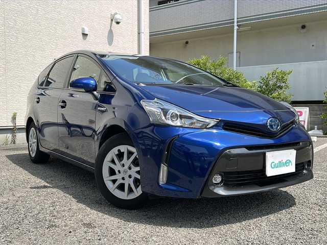 トヨタ プリウス α S 兵庫県 2018(平30)年 1.7万km ダークブルーマイカ ワンオーナー/純正SDナビ　Alpine/Bluetooth・AM/FM・HDMI・CD・DVD/フルセグTV(走行中視聴可能)/バックカメラ/ドライブレコーダー/ビルトインETC/アンチロック・ブレーキ・システム/衝突被害軽減システム/横滑り防止装置/盗難防止装置/レーンキープアシスト/アダプティブクルーズコントロール/アイドリングストップ/オートライト/オートマチックハイビーム/エアバッグ(W+サイド)/カーテンエアバッグ/LEDヘッドライト/純正フロアマット/スペアキー×1/取扱説明書/保証書/記録簿