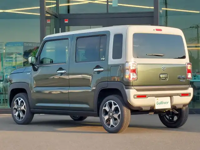 スズキ ハスラー HYBRID X 東京都 2025(令7)年 0.1千km クールカーキパールメタリック/ソフトベージュメタリック スズキセーフティサポート/・デュアルカメラブレーキサポート/・誤発進抑制機能/・車線逸脱抑制機能/・車線逸脱警報機能/・ふらつき警報機能/・先行車発進お知らせ機能/・アダプティブクルーズコントロール/・ハイビームアシスト/・標識認識機能/・後退時ブレーキサポート/・後方誤発進抑制機能/純正9インチメモリーナビ/・地デジTV/・DVD/CD/・スマートフォン連携機能/・USBソケット/・全方位モニター用カメラ/LEDヘッドランプ/SRSサイドエアバッグ/カーテンエアバッグ/リヤパーキングセンサー（後方誤発進抑制機能付）/運転席助手席シートヒーター