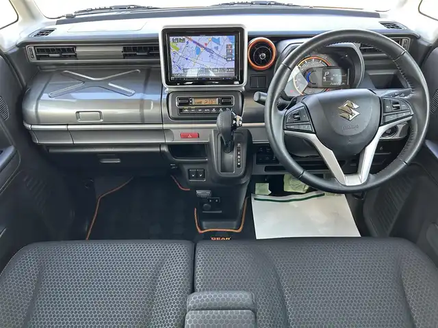 スズキ スペーシア ギア HYBRID XZターボ 兵庫県 2020(令2)年 2.7万km アクティブイエロー/ガンメタリック2トーン 社外ナビ/BTオーディオ/フルセグテレビ/バックカメラ/ETC/両側パワースライドドア/シートヒーター/純正14インチAW/LEDヘッドライト/フォグランプ/純正フロアマット/パドルシフト/スマートキープッシュスタート