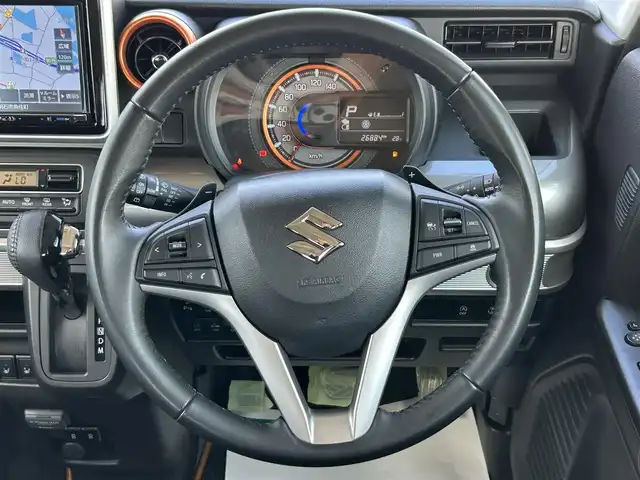 スズキ スペーシア ギア HYBRID XZターボ 兵庫県 2020(令2)年 2.7万km アクティブイエロー/ガンメタリック2トーン 社外ナビ/BTオーディオ/フルセグテレビ/バックカメラ/ETC/両側パワースライドドア/シートヒーター/純正14インチAW/LEDヘッドライト/フォグランプ/純正フロアマット/パドルシフト/スマートキープッシュスタート