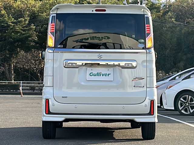 スズキ スペーシア カスタム HYBRID XS 佐賀県 2019(令1)年 2.5万km ピュアホワイトP 社外ナビ(AM/FM/CD/ワンセグ)/バックカメラ/両側パワースライドドア/D席シートヒーター/ハーフレザーシート/衝突軽減ブレーキ/後方コーナーセンサー/LEDヘッドライト/オートライト/純正15インチアルミホイール/純正フロアマット/プッシュスタート/スペアキー