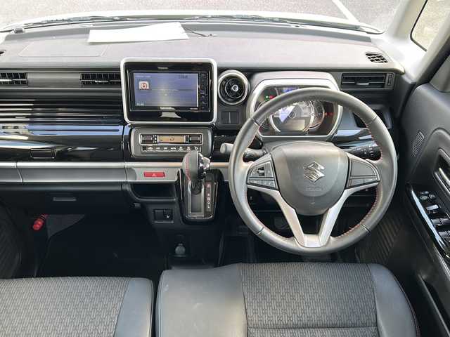 スズキ スペーシア カスタム HYBRID XS 佐賀県 2019(令1)年 2.5万km ピュアホワイトP 社外ナビ(AM/FM/CD/ワンセグ)/バックカメラ/両側パワースライドドア/D席シートヒーター/ハーフレザーシート/衝突軽減ブレーキ/後方コーナーセンサー/LEDヘッドライト/オートライト/純正15インチアルミホイール/純正フロアマット/プッシュスタート/スペアキー