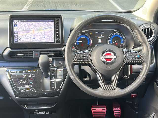 日産 デイズ HWS X プロパイロットED 広島県 2023(令5)年 0.9万km ピンクⅡ 寒冷地仕様/エマージェンシーブレーキ/車線逸脱警報/ハイビームアシスト/コーナーセンサー/プロパイロット/純正９型ナビ/・フルセグTV/Bluetooth/SD/アラウンドビューモニター/革巻きステアリング/ステアリングスイッチ/ステアリングヒーター/シートヒーター/電動パーキングブレーキ/オートホールド/スマートキー/プッシュスタート/スペアキー/純正ドライブレコーダー（前/室内）/ETC（グローブボックス）/純正ドアバイザー/RAYSアルミホール/W+サイド+カーテンエアバック