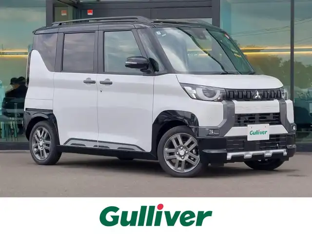 三菱 デリカミニ T プレミアム 東京都 2025(令7)年 0.1千km アメジストブラック/シルキーホワイト 届出済未使用車/9インチディスプレイオーディオ/AndroidAuto/AppleCarplay/Bluetooth/HDMI/全方位カメラ/デジタルインナーミラー/ステアリングヒーター/両側パワースライドドア/アイドリングストップ/シートヒーター/ルーフレール/前後コーナーセンサー