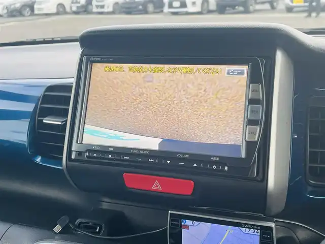 ホンダ Ｎ ＢＯＸ G ターボ Lパッケージ 熊本県 2014(平26)年 5.4万km 青 純正ナビ/・AM/FM/CD/DVD/BT/SD/・フルセグTV/・バック/サイドカメラ/ETC/横滑り防止装置/社外レーダー/ドライブレコーダー/両側電動スライドドア/純正フロアマット/革巻きステアリング/ステアリングスイッチ/パドルシフト/電動格納ミラー/ウインカーミラー/フォグランプ/ドアバイザー