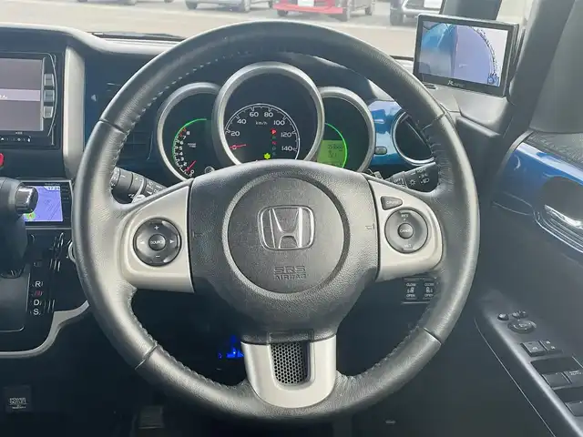ホンダ Ｎ ＢＯＸ G ターボ Lパッケージ 熊本県 2014(平26)年 5.4万km 青 純正ナビ/・AM/FM/CD/DVD/BT/SD/・フルセグTV/・バック/サイドカメラ/ETC/横滑り防止装置/社外レーダー/ドライブレコーダー/両側電動スライドドア/純正フロアマット/革巻きステアリング/ステアリングスイッチ/パドルシフト/電動格納ミラー/ウインカーミラー/フォグランプ/ドアバイザー