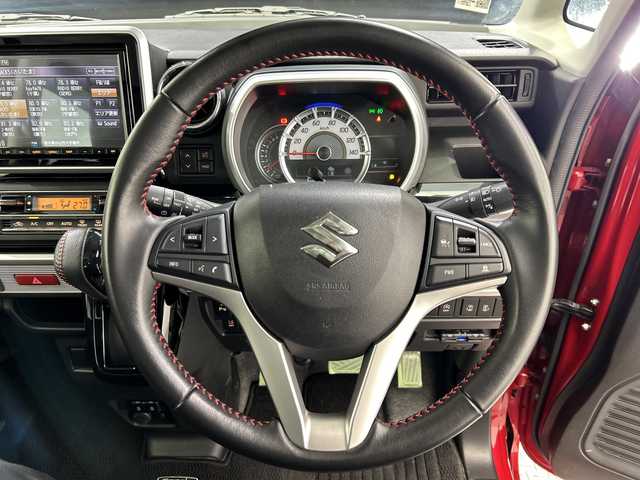 スズキ スペーシア カスタム HYBRID XS 栃木県 2021(令3)年 3.6万km フェニックスレッドパール/ブルーイッシュブラックパール 純正ナビ/（CD/DVD/Bluetooth/フルセグTV）　/禁煙車　/両側パワースライドドア　/全周囲カメラ　/コーナーセンサー　/ＥＴＣ　/前後ドライブレコーダー　/純正アルミホイール　/オートライト　/ＬＥＤヘッドライト　/横滑り防止装置　/純正フロアマット/スマートキー/ツートンルーフ