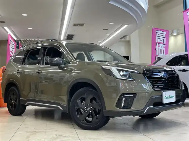 スバル フォレスター スポーツ 東京都 2023(令5)年 0.5万km Ｄグリーン ワンオーナー/純正8インチナビ/（NR-MZ300-BIN-F-5）/（CD/DVD/フルセグ/Bluetooth/AppleCarPlay/SD/USB）/バック&サイド&フロントカメラ/ハーフレザー/前後シートヒーター/パワーシート前席/・運転席メモリー機能付き/プリクラッシュセーフティ/レーダークルーズコントロール/BSM/LKA/SRVD/デジタルインナーミラー/スマートキー/プッシュスタート/オートライト/LEDライト/前後フォグランプ/ETC/純正ラバーマット/ドライブレコーダー/ISOFIX/パドルシフト/革巻きステアリング/ステアリングヒーター/パワーバックドア/ルーフレール/プライバシーガラス/スペアタイヤ/AVH/SRH/アイドリングストップ/電動格納ウィンカーミラー/ドアハンドルプロテクター/ルーフレール/スペアタイヤ/純正18インチアルミホイール/W+サイドSRS&ABS/横滑り防止装置/取扱説明書/新車時保証書/ディーラー記録簿/（R5.12/R6.12）