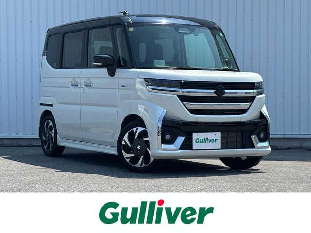 スズキ スペーシア カスタム HYBRID XS ターボ 滋賀県 2023(令5)年 1.5万km ピュアホワイトパール/ブラック2トーン carrozzeriaナビ/(Bluetooth/フルセグ/CD/DVD/AUX)/スズキセーフティーサポート/・アダプティブクルーズコントロール/・レーンキープアシスト/・標識認識/・衝突軽減ブレーキ/・先行車発進告知/・オートハイビーム/LEDオートライト/フォグ/ヘッドアップディスプレイ/ハーフレザーシート/シートヒーター/ステアリングヒーター/両側電動スライドドア/電動パーキング/ブレーキホールド/ETC/USB/パドルシフト/スペアキー