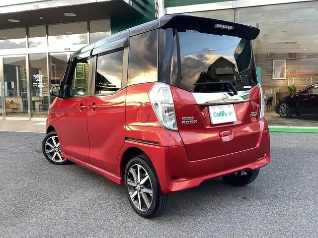 日産 デイズ ルークス HWS X Vセレクション 奈良県 2017(平29)年 4.7万km 赤Ⅱ ワンオーナー車/純正メモリーナビ（フルセグ・DVD・BT）/アラウンドビューモニター/両側パワースライドドア/ハーフレザーシート/オートライト/プッシュスタート/ETC/フロアマット/ドアバイザー/純正15インチアルミ