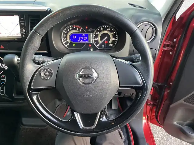 日産 デイズ ルークス HWS X Vセレクション 奈良県 2017(平29)年 4.7万km 赤Ⅱ ワンオーナー車/純正メモリーナビ（フルセグ・DVD・BT）/アラウンドビューモニター/両側パワースライドドア/ハーフレザーシート/オートライト/プッシュスタート/ETC/フロアマット/ドアバイザー/純正15インチアルミ