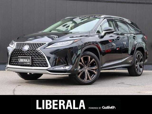 レクサス ＲＸ 450hL 長野県 2021(令3)年 3.5万km グラファイトブラックガラスフレーク ワンオーナー/サンルーフ/純正ナビ/（AF/FM/CD/DVD/SD/サウンドライブラリ/Bluetooth/フルセグTV）/衝突軽減/横滑り防止/レーンキープ/オートホールド/クルーズコントロール追従あり/ヘッドアップディスプレイ/オートライト/オートマチックハイビーム/フォグランプ/パワーバックドア/ハンドルヒーター/パドルシフト/ハンズフリー/シートメモリー/パワーシート（運転席/助手席）/ヒートシーター（運転席/助手席）/クーラーシート（運転席/助手席）/アラウンドビューバックモニター/後部座席モニター×2/ドライブレコーダー（前後）/ビルドインETC/純正フロアマット/純正アルミホイール/プッシュスタート/LEDライト/ルーフレール/保証書/取扱説明書