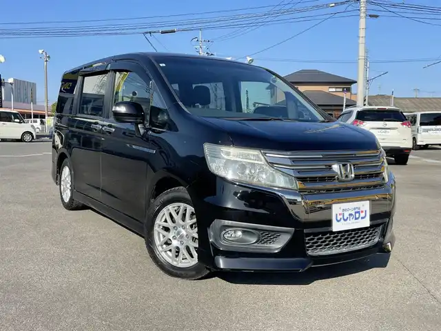 ホンダ ステップワゴン スパーダ Z クールスピリット 佐賀県 2013(平25)年 9.9万km プレミアムスパークルブラックパール (株)IDOMが運営する【じしゃロン佐賀店】の自社ローン専用車両になります。こちらは現金またはオートローンご利用時の価格です。自社ローンご希望の方は別途その旨お申付け下さい/純正メモリナビ/フルセグテレビ/バックカメラ/ビルトインETC/両側パワースライドドア/アイドリングストップ/クルーズコントロール/パドルシフト/横滑り防止/ハーフレザーシート/オートライト/HIDヘッドライト/フォグライト/純正フロアマット/社外アルミホイール
