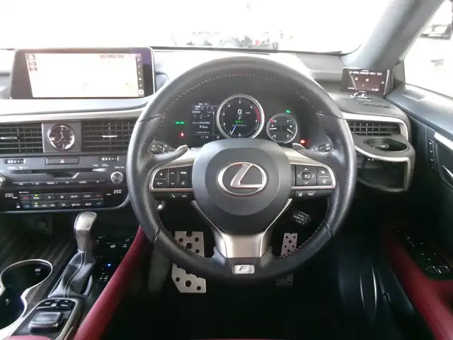 レクサス ＲＸ 300 Fスポーツ 群馬県 2018(平30)年 2.8万km グラファイトブラックガラスフレーク TRDエアロ＆マフラー/ムーンルーフ/レザーシート（赤）/シートヒーター＆ベンチレーター/Lexus Safety System+/ブラインドスポットモニター/純正ナビ・フルセグTV・BT・BD・DVD/パノラミックビューモニター/パワーバックドア/ヘッドアップディスプレイ/ステアリングヒーター/ビルトインETC2.0/スマートキー×2＆カードキー/保証書＆取説