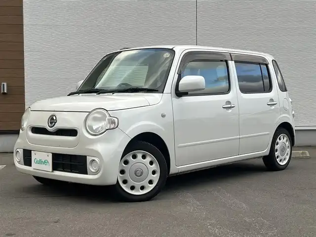 ダイハツ ミラ ココア X 秋田県 2016(平28)年 11.1万km パールホワイトⅢ ４WD/社外HDDナビ（DVD/CD/AM/FM）/ワンセグ（走行中視聴可能）/スマートキー/アイドリングストップ/ETC/純正フロアマット/純正ドアバイザー/オートエアコン/パワーステアリング/パワーウィンドウ/ヘッドライトレベライザー/盗難防止装置/寒冷地仕様/電動格納ミラー/保証書/取扱説明書/記録簿