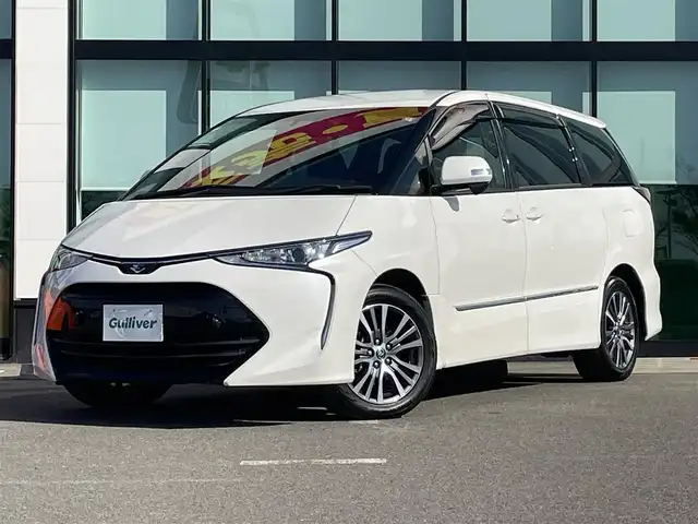 トヨタ エスティマ アエラス 和歌山県 2019(令1)年 2万km ホワイトパールクリスタルシャイン 純正7インチナビ/フルセグTV/Bluetooth/CD/DVD/SD/バックカメラ/ビルトインETC/ドライブレコーダー/衝突軽減カメラ/車線逸脱防止機能/クルーズコントロール/両側パワースライドドア/革巻きステアリング/ステアリングスイッチ/LEDヘッドライト/オートライト/オートハイビーム/純正17インチAW/ドアバイザー/フロアマット/プッシュスタート/スマートキー