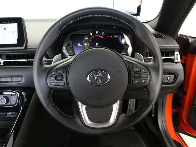 トヨタ スープラ RZ プラズマオレンジ100ED 三重県 2024(令6)年 0.7万km オレンジ 100台限定車/専用ボディ色プラズマオレンジ(D19)/ワンオーナー /プリクラッシュセーフティ/レーンディパーチャーアラート/ブラインドスポットモニター/HDDナビゲーションシステム/・8.8インチタッチディスプレイ/・地デジTV/・HDDオーディオ/・Toyota Supra Connect/・Bluetooth/JBLプレミアムサウンドシステム(12スピーカー)/バックカメラ/リアクロストラフィックアラート/ブラックアルカンターラ/革コンビシート/・シートヒーター/パワーシート/コムテック前後ドライブレコーダー/ユピテルGPSレーダー探知機/ETC/純正19インチ10本スポークマットブラック塗装鍛造アルミホイール/「GR」ロゴ入brembo製ブラックブレーキキャリパー（フロント）/6灯式LEDヘッドランプ/・アダプティブハイビーム/オートライト/プッシュエンジンスタート/スマートキー/新車時保証書/取扱説明書