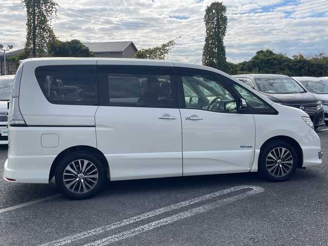 日産 セレナ ハイウェイスター Sハイブリッド 千葉県 2015(平27)年 8.8万km ブリリアントホワイトパール ナビＭＰ３１４Ｄ－Ｗ　バックカメラ　アルパインフリップダウンモニター　両側電動スライドドア　レーンアシスト　エマブレ　クルコン　スマートキー　プッシュスタート　ETC ＨＩＤ　オートライト　バイザー