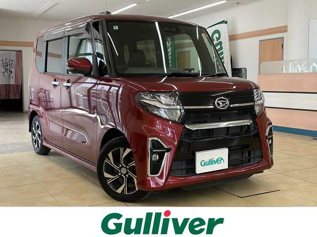 ダイハツ タント カスタム X セレクション 道央・札幌 2020(令2)年 4.8万km ファイアークォーツレッドM ・ワンオーナー/・純正9インチナビ/・フルセグTV/DVD/CD/SD/BT/・全方位カメラ/・両側パワースライドドア/・ドライブレコーダー/・スマートアシスト/・衝突被害軽減ブレーキ/・車線逸脱警報/・前後誤発進抑制機能/・パーキングセンサー/・横滑り防止/・アイドリングストップ/・LEDヘッドライト/・LEDフォグ/・革調シートカバー/・前席シートヒーター/・ETC/・プッシュスタート/・スマートキー/・ドアバイザー/・電格ミラー