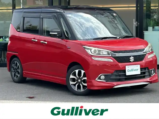 スズキ ソリオ バンディット HV SV 栃木県 2017(平29)年 6万km ファーベントレッド/スーパーブラックパール デュアルカメラブレーキサポート/社外メモリナビ/フルセグTV/DVD/Bluetooth/バックカメラ/ETC/前後ドライブレコーダー/両側パワースライドドア/純正15インチAW/サマータイヤ＋社外AW積込/LEDヘッドライト/クルーズコントロール/スマートキー/プッシュスタート/保証書/取説
