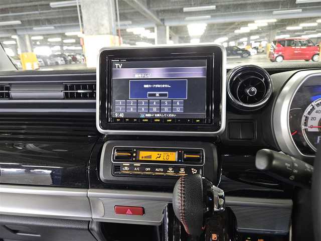 スズキ スペーシア カスタム HYBRID XS ターボ 鹿児島県 2018(平30)年 7.2万km ブリスクブルーメタリック/ブラック2トーンルーフ 純正8型ナビ/　(Bluetooth/CD/DVD)/フルセグTV/両側パワースライドドア/バックカメラ/ビルトインETC/ドライブレコーダー/クルーズコントロール/パーキングセンサー/セーフティサポート/・デュアルセンサーブレーキサポート/・後退時ブレーキサポート/・前後誤発進抑制機能/・車線逸脱警報機能/・ふらつき警報機能/・先行車発進お知らせ機能/・ハイビームアシスト/IC付ターボ/LEDヘッドランプ/本革巻きステアリング/パドルシフト/合皮/ファブリックコンビシート/運転席シートヒーター/純正15インチアルミホイール/キーレスプッシュスタートシステム/禁煙車