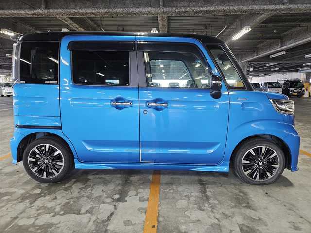 スズキ スペーシア カスタム HYBRID XS ターボ 鹿児島県 2018(平30)年 7.2万km ブリスクブルーメタリック/ブラック2トーンルーフ 純正8型ナビ/　(Bluetooth/CD/DVD)/フルセグTV/両側パワースライドドア/バックカメラ/ビルトインETC/ドライブレコーダー/クルーズコントロール/パーキングセンサー/セーフティサポート/・デュアルセンサーブレーキサポート/・後退時ブレーキサポート/・前後誤発進抑制機能/・車線逸脱警報機能/・ふらつき警報機能/・先行車発進お知らせ機能/・ハイビームアシスト/IC付ターボ/LEDヘッドランプ/本革巻きステアリング/パドルシフト/合皮/ファブリックコンビシート/運転席シートヒーター/純正15インチアルミホイール/キーレスプッシュスタートシステム/禁煙車