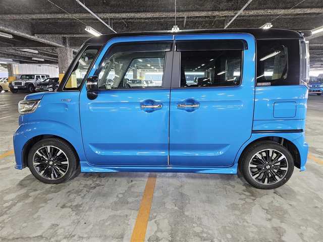 スズキ スペーシア カスタム HYBRID XS ターボ 鹿児島県 2018(平30)年 7.2万km ブリスクブルーメタリック/ブラック2トーンルーフ 純正8型ナビ/　(Bluetooth/CD/DVD)/フルセグTV/両側パワースライドドア/バックカメラ/ビルトインETC/ドライブレコーダー/クルーズコントロール/パーキングセンサー/セーフティサポート/・デュアルセンサーブレーキサポート/・後退時ブレーキサポート/・前後誤発進抑制機能/・車線逸脱警報機能/・ふらつき警報機能/・先行車発進お知らせ機能/・ハイビームアシスト/IC付ターボ/LEDヘッドランプ/本革巻きステアリング/パドルシフト/合皮/ファブリックコンビシート/運転席シートヒーター/純正15インチアルミホイール/キーレスプッシュスタートシステム/禁煙車