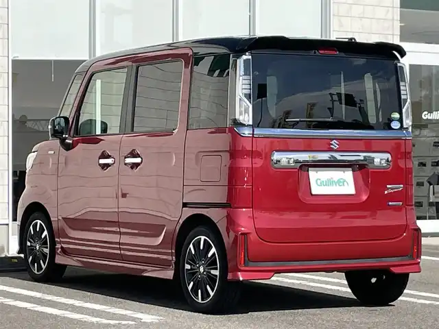 スズキ スペーシア カスタム HYBRID XS 宮崎県 2018(平30)年 2.6万km フェニックスレッドパール/ブルーイッシュブラックパール 社外SDナビ/（CD/DVD/AM/FM/BT)/フルセグTV/ステアリングスイッチ/D席シートヒーター/横滑り防止機能/両側パワースライドドア/アイドリングストップ/ETC