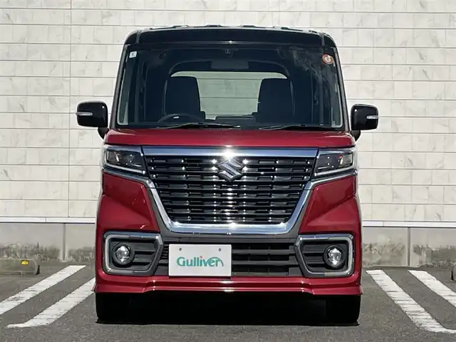 スズキ スペーシア カスタム HYBRID XS 宮崎県 2018(平30)年 2.6万km フェニックスレッドパール/ブルーイッシュブラックパール 社外SDナビ/（CD/DVD/AM/FM/BT)/フルセグTV/ステアリングスイッチ/D席シートヒーター/横滑り防止機能/両側パワースライドドア/アイドリングストップ/ETC