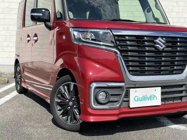スズキ スペーシア カスタム HYBRID XS 宮崎県 2018(平30)年 2.6万km フェニックスレッドパール/ブルーイッシュブラックパール 社外SDナビ/（CD/DVD/AM/FM/BT)/フルセグTV/ステアリングスイッチ/D席シートヒーター/横滑り防止機能/両側パワースライドドア/アイドリングストップ/ETC