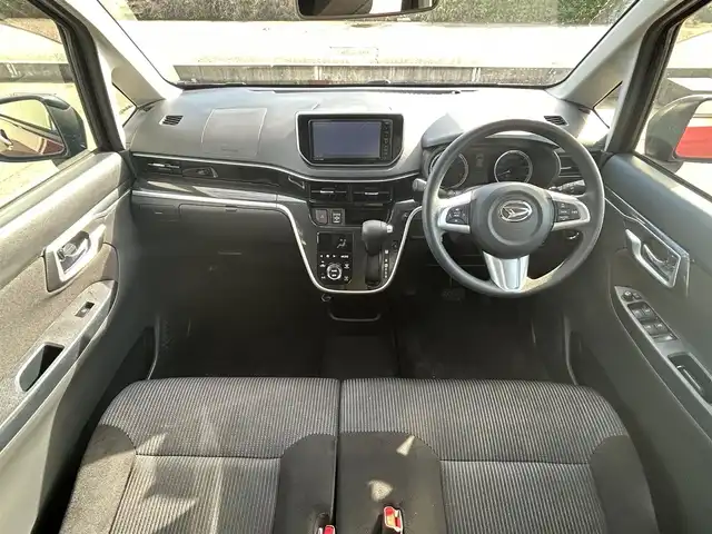 ダイハツ ムーヴ カスタム X LTDⅡ SAⅢ 富山県 2018(平30)年 4.3万km ファイアークォーツレッドM ワンオーナー/4WD/純正SDナビ(NMZK-W68D)/(AM/FM/CD/DVD/USB/ipod)/Bluetooth/カメラ(全方位、バック）/フルセグTV/衝突軽減システム/コーナーセンサー/レーンキープアシスト/オートマチックハイビーム/横滑り防止装置/盗難防止装置/シートヒーター　運転席/ベンチシート/ドアバイザー/純正AW/LEDライト/フォグランプ/取扱説明書/保証書