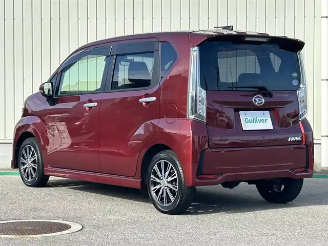 ダイハツ ムーヴ カスタム X LTDⅡ SAⅢ 富山県 2018(平30)年 4.3万km ファイアークォーツレッドM ワンオーナー/4WD/純正SDナビ(NMZK-W68D)/(AM/FM/CD/DVD/USB/ipod)/Bluetooth/カメラ(全方位、バック）/フルセグTV/衝突軽減システム/コーナーセンサー/レーンキープアシスト/オートマチックハイビーム/横滑り防止装置/盗難防止装置/シートヒーター　運転席/ベンチシート/ドアバイザー/純正AW/LEDライト/フォグランプ/取扱説明書/保証書