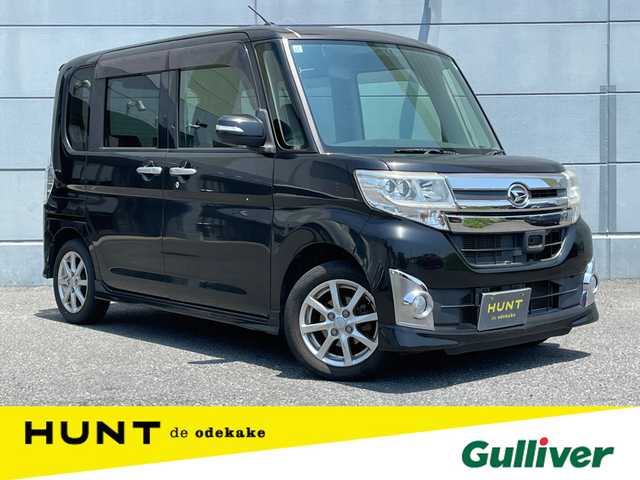 ダイハツ タント カスタム X SA 千葉県 2013(平25)年 5.3万km ブラックマイカメタリック 純正９インチナビ/フルセグTV/USBポート/ウインカーミラー/フォグランプ/バックカメラ/片側パワースライドドア/スマートアシストII/衝突被害軽減ブレーキ/横滑り防止装置/純正アルミホイール