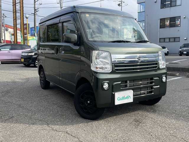 スズキ エブリイ JOINターボ 福井県 2021(令3)年 1.3万km クールカーキPM ワンオーナー/保証書/取扱説明書/リモコンキー/社外ナビゲーション/フルセグテレビ/バックカメラ/ヘッドライトレベライザー/５MF/社外マフラー/純正フロアマット/純正ドアバイザー/電動格納ミラー